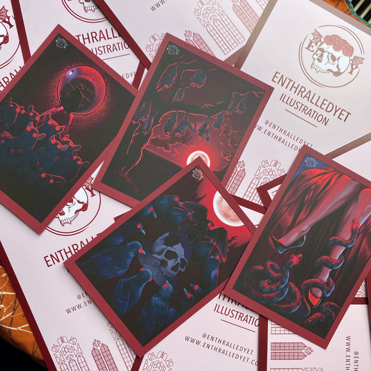 Blood Bound Beasts RED [Limited Edition] - Gothic Print Set (Postcard Size, A6)