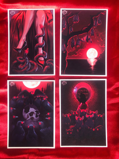 Blood Bound Beasts RED [Limited Edition] - 4 Print Set (Postcards)