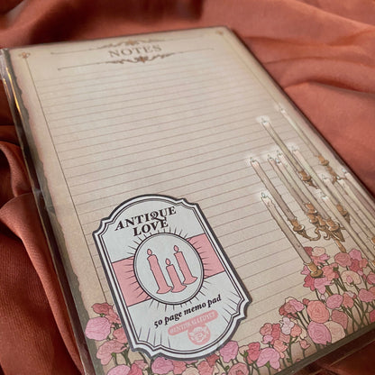 Antique Love Notepad - Vintage Dark Academia Romantic Floral Memo Pad