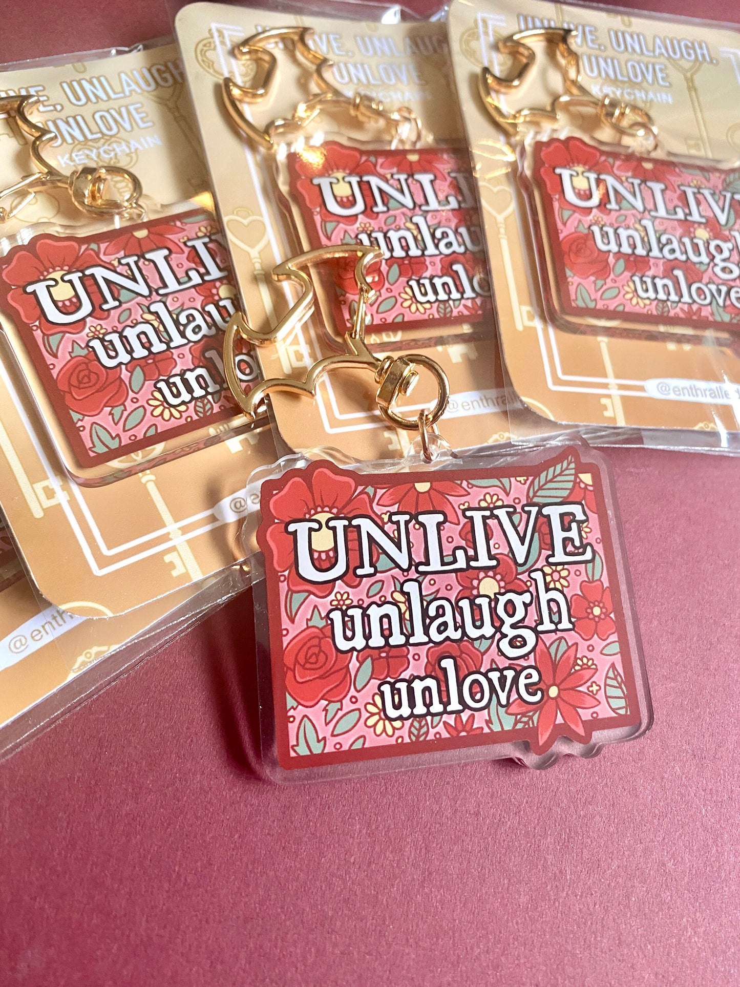 Unlive Unlaugh Unlove Keychain - Gothic Vampire Motivational Keychain