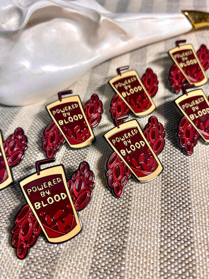 Powered By Blood - Gothic Vampire Enamel Pin Badge