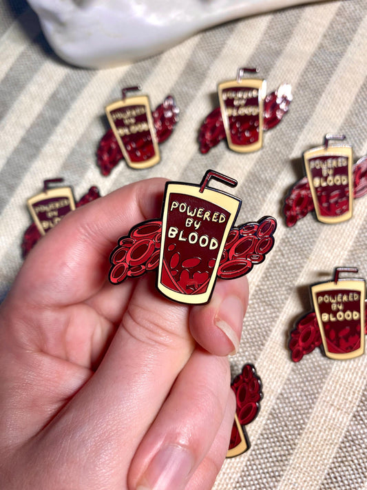 Powered By Blood - Gothic Vampire Enamel Pin Badge