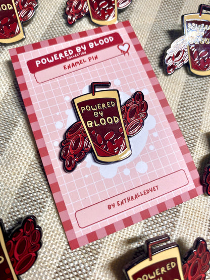 Powered By Blood - Gothic Vampire Enamel Pin Badge