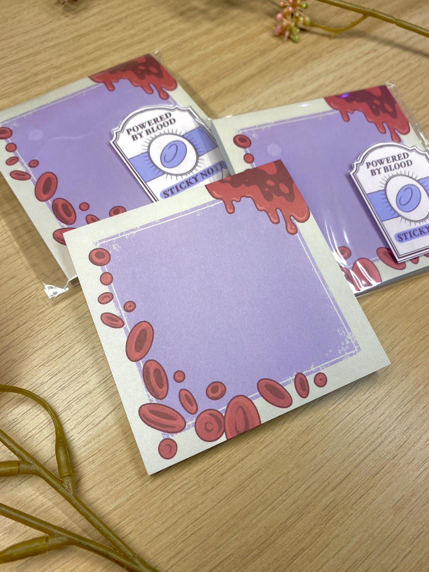 Blood Sticky Note - Powered By Blood, Gothic Vampire Stationary