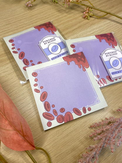 Blood Sticky Note - Powered By Blood, Gothic Vampire Stationary