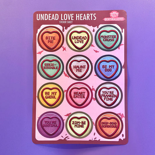 Undead Love Hearts - Sticker Sheet (Matte)