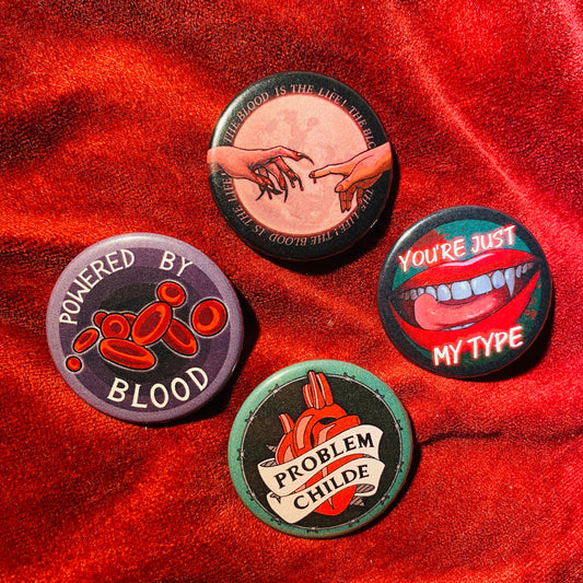 Vampire Gothic Button Badges [COLLECTION OF 4]