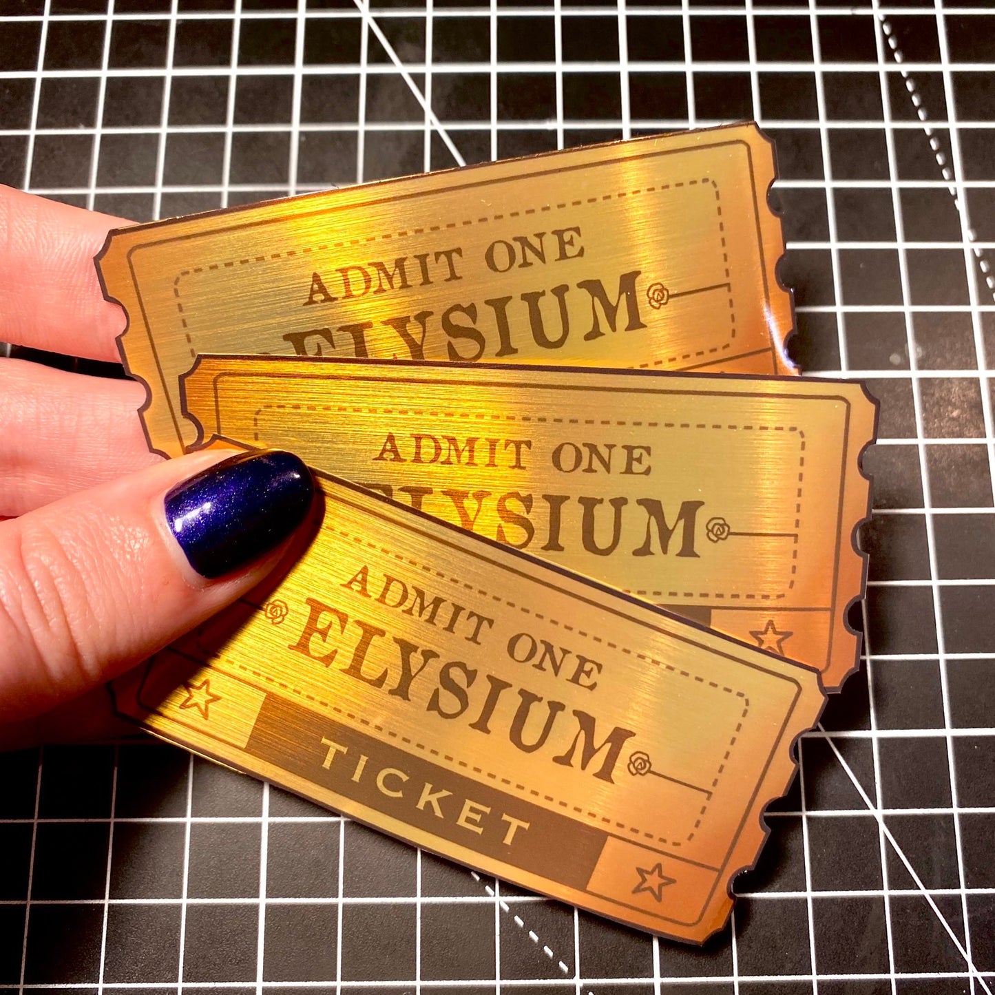 Elysium Ticket - Shiny Sticker (Gold)