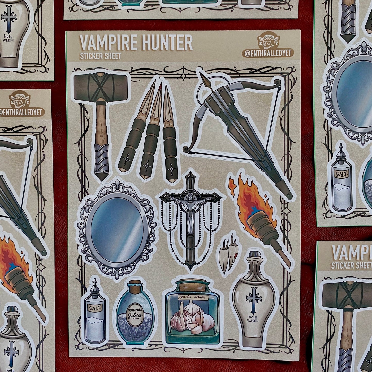 Monster Hunter Sticker Sheet - Vampire Hunter, Matte Gothic Sticker Sheet