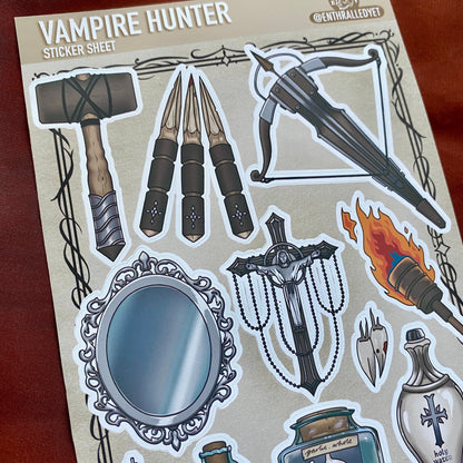 Monster Hunter Sticker Sheet - Vampire Hunter, Matte Gothic Sticker Sheet