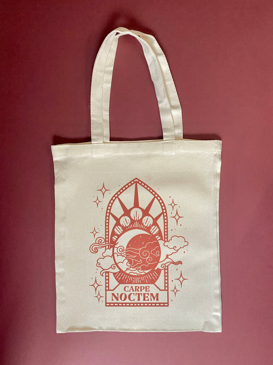 Carpe Noctem - Reusable Gothic Tote Bag | Shopping Bag | Vampire Graphic Bag